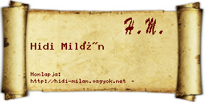 Hidi Milán névjegykártya